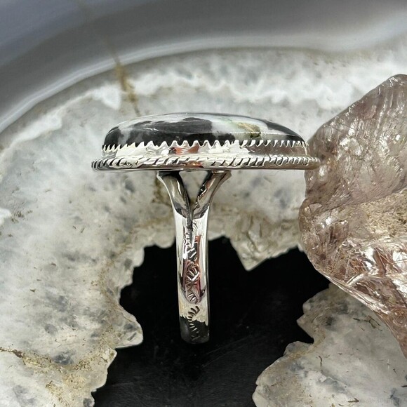 Sterling Southwestern Style White Buffalo Heart Shape Ring Size 9 For Women - Picture 6 of 10